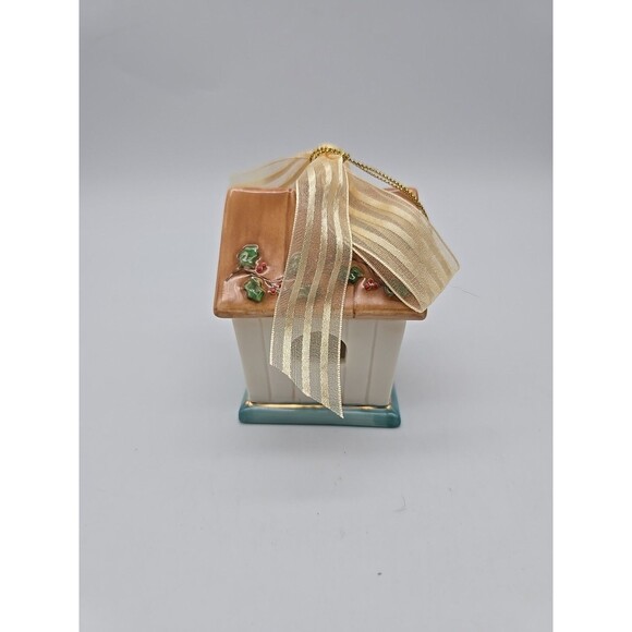 Vtg Papel Giftware BIRDHOUSE Ornament JOYS OF WINTER Christmas 3.25” Porcelain - Picture 4 of 10